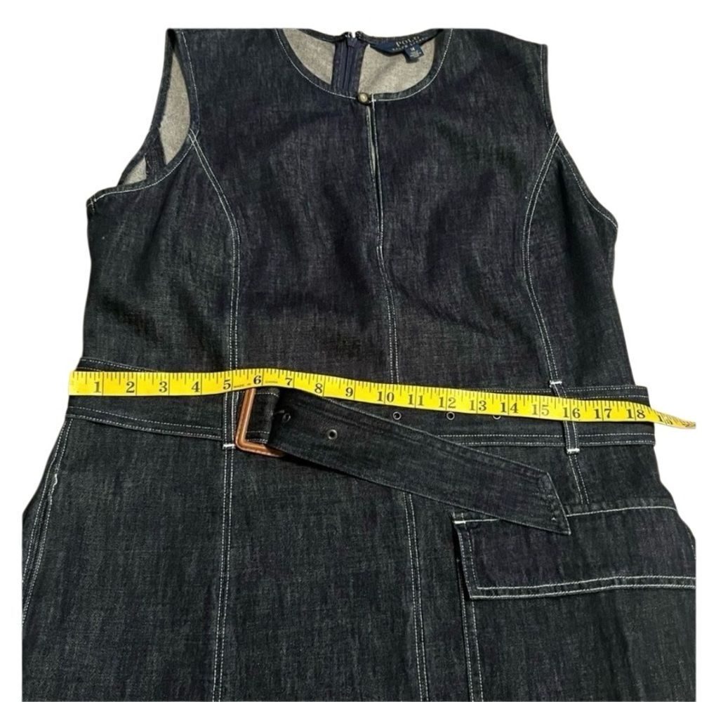 Polo Ralph Lauren Rigid Japanese Denim Indigo Fit Flare Belted Dress Contrast 14 - Picture 11 of 15